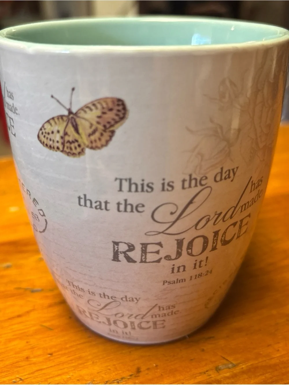 Inspirational Scripture Coffee Mug with Light Blue Interior